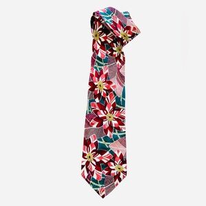 NEW Krizia Uomo 100% Silk Tie Necktie Flower Floral Art Made In Italy Pink Green